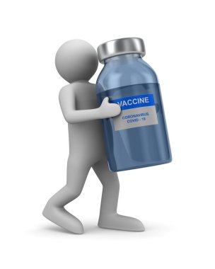 Beyaz arka planda aşısı olan bir doktor. İzole edilmiş üç boyutlu illüstrasyon