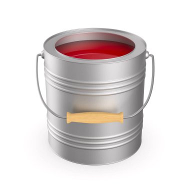 Beyaz arka planda renkli teneke kutu. İzole edilmiş üç boyutlu illüstrasyon