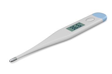 Beyaz arka planda termometre. İzole edilmiş üç boyutlu illüstrasyon