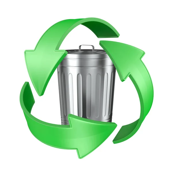 Teken Gerecycled Prullenbak Witte Achtergrond Geïsoleerde Illustratie — Stockfoto