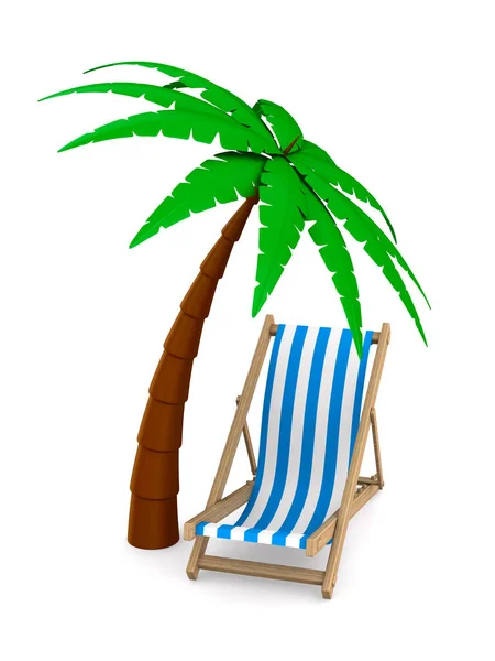 Chaise Lounge Palm Tree White Background Isolated Illustration — Stock Photo, Image