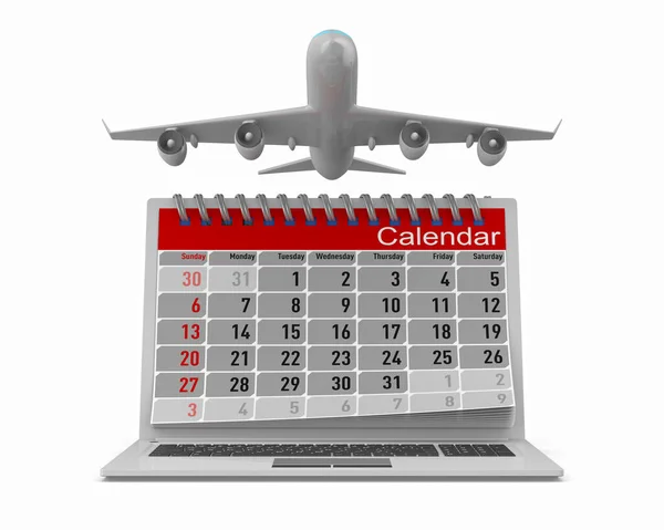 Aereo Calendario Sfondo Bianco Illustrazione Isolata — Foto Stock