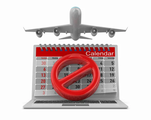 Señal Parada Avión Calendario Sobre Fondo Blanco Ilustración Aislada —  Fotos de Stock