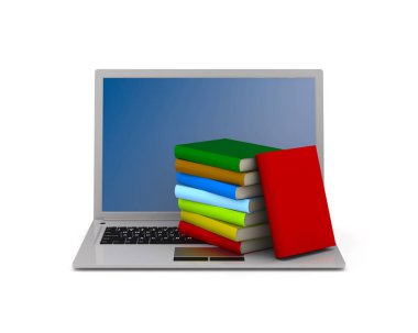 Beyaz arka plan üzerine çevrimiçi eğitim. İzole edilmiş üç boyutlu illüstrasyon