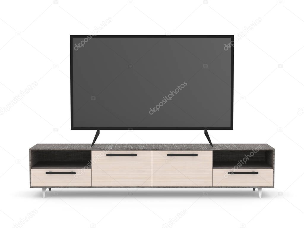 tv stand on white background. Isolated 3D illustration