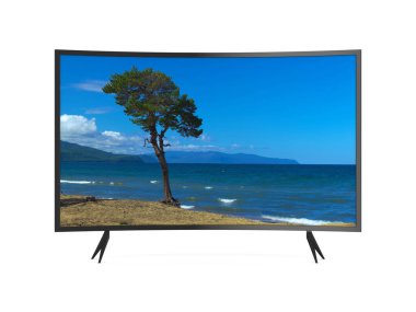 Beyaz arka planda televizyon. İzole edilmiş üç boyutlu illüstrasyon