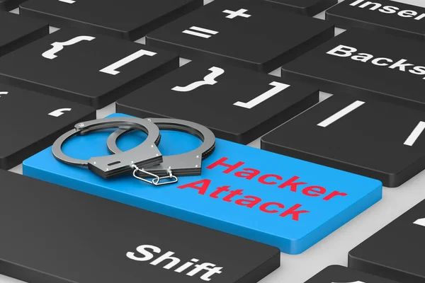 Een Aanval Van Een Hacker Handboeien Het Toetsenbord Illustratie — Stockfoto