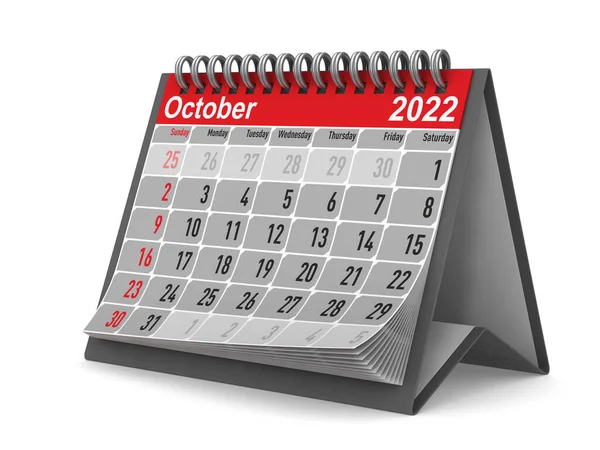 2022 Let Kalendář Říjen Izolovaná Ilustrace — Stock fotografie