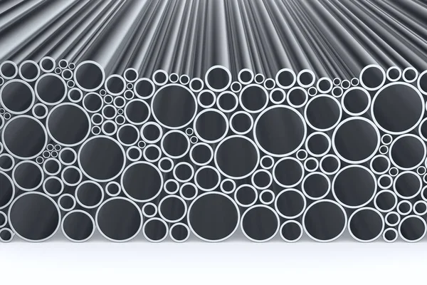 重金属工业产品 白色背景的钢管 孤立的3D示例 — 图库照片