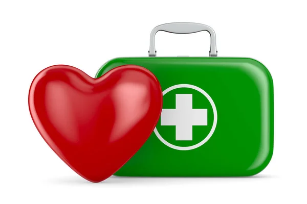 Heart First Aid Kit White Background Isolated Illustration — Stock Photo, Image