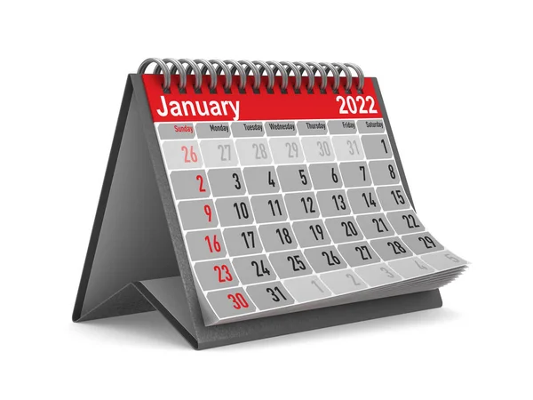 2022 Años Calendario Para Enero Ilustración Aislada —  Fotos de Stock