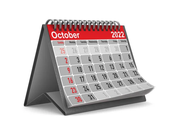 2022 Jahr Kalender Für Oktober Isolierte Illustration — Stockfoto