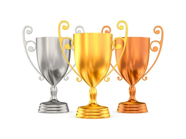 Trophy Cups White Background Isolated Illustration — Stock Photo, Image