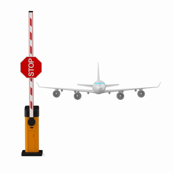 Open Automatic Barrier Airplane White Background Isolated Illustration — Stock Photo, Image