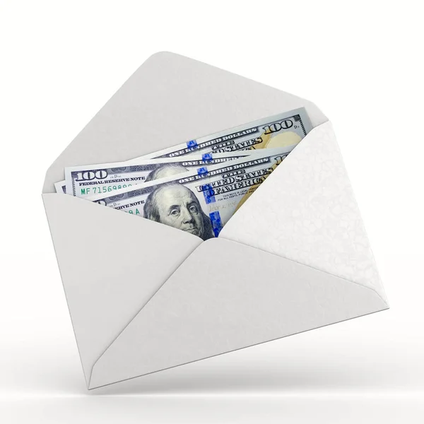 Enveloppe Met Geld Witte Achtergrond Geïsoleerde Illustratie — Stockfoto