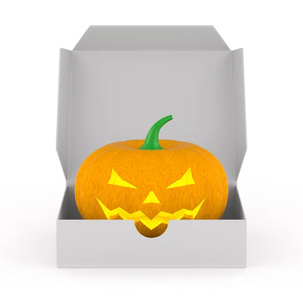 Zucca Halloween Scatola Regalo Sfondo Bianco Illustrazione Isolata — Foto Stock