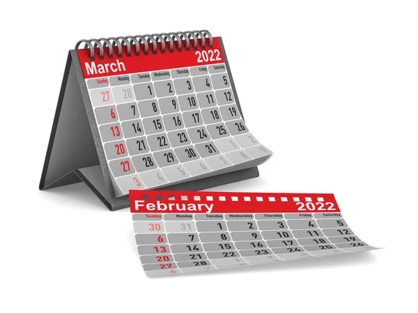 2022 Jahr Kalender Für März Isolierte Illustration — Stockfoto