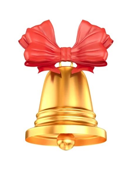 Golden Bell Bow White Background Isolated Illustration — Stock Photo, Image