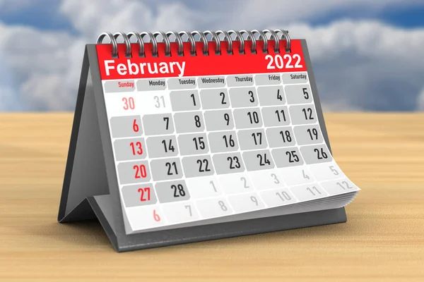 2022 Años Calendario Para Febrero Ilustración —  Fotos de Stock