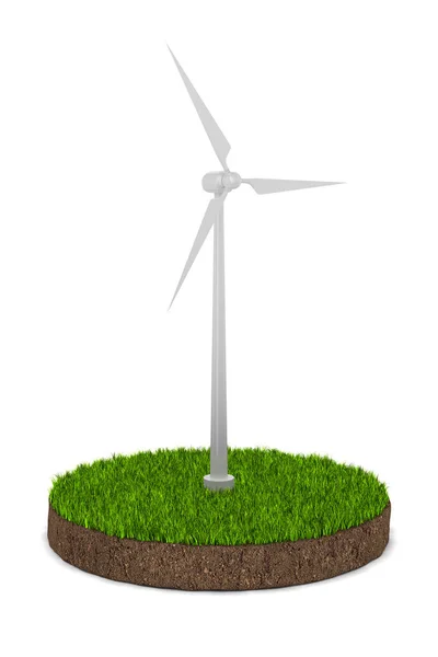 Windmühle Auf Weißem Hintergrund Isolierte Illustration — Stockfoto