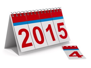 2015 yılı takvimi üzerinde beyaz backgroung. izole 3d görüntü