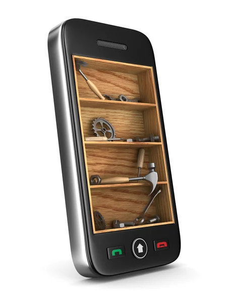 Telefoonservice op witte achtergrond. geïsoleerde 3D-beeld — Stockfoto