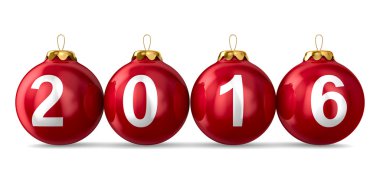 Christmas decoration on white background. 2016 year. Isolated 3D