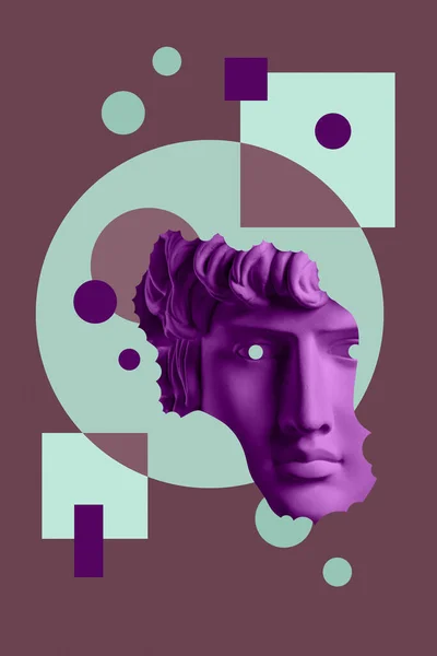 Collage Med Gips Antika Skulptur Mänskligt Ansikte Popkonst Stil Modern — Stockfoto