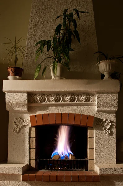 Fire in Fireplace — Stock Photo, Image