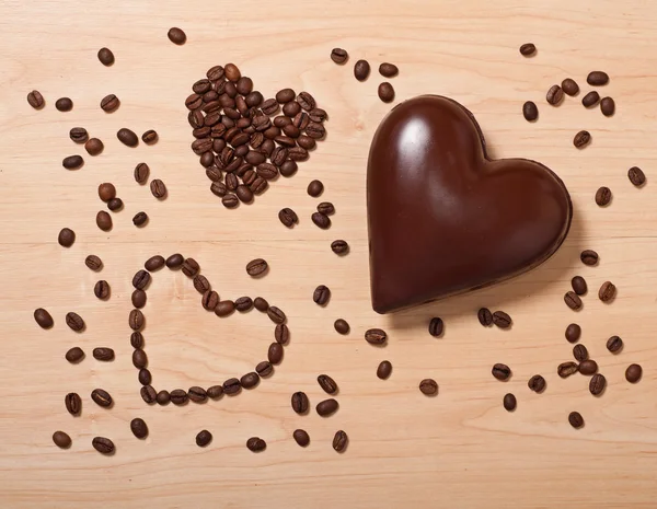 Corazones de café y chocolate —  Fotos de Stock