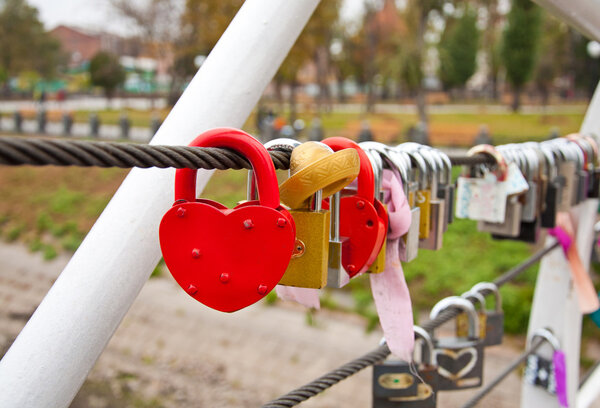 red padlock in the shape of heart 