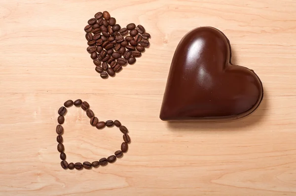 Corazones de café y chocolate —  Fotos de Stock