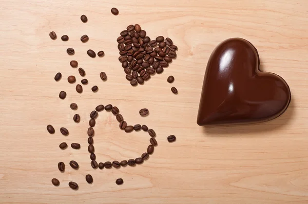 Coeurs de café et chocolat — Photo