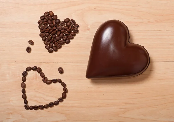 Corazones de café y chocolate —  Fotos de Stock