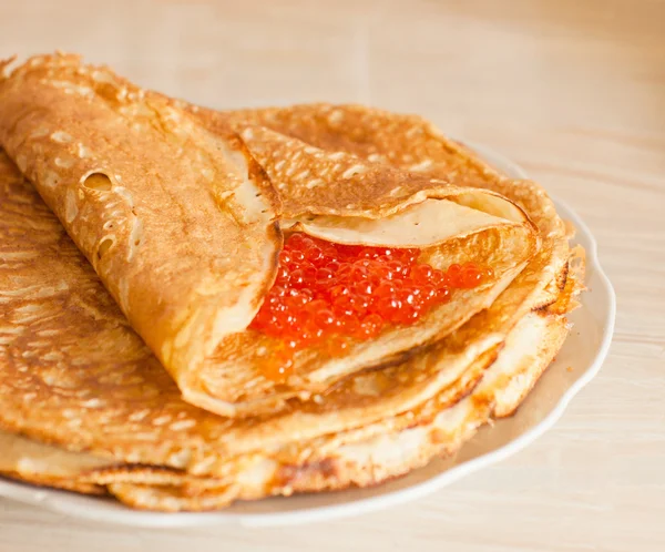 Pancake with caviar — Stock Photo, Image