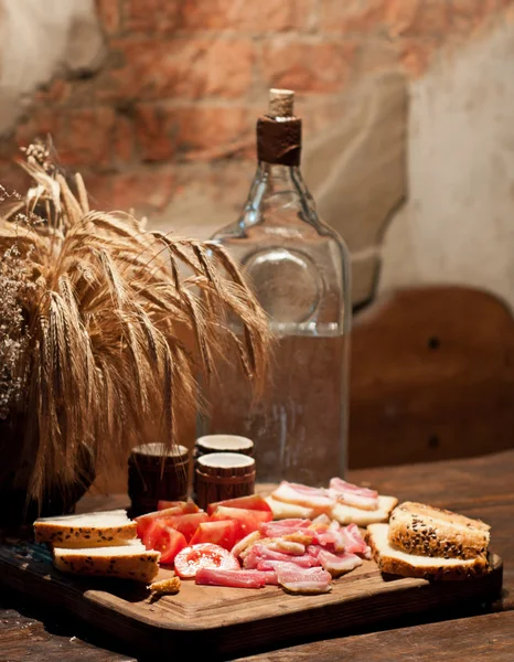 Moonshine, snack and ears — Stock Photo, Image