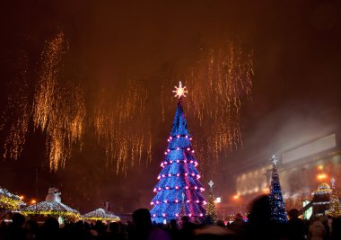 Christmas tree and fireworks