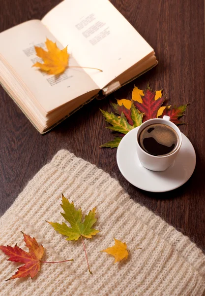 Autumn coffee and book — Stock Photo, Image