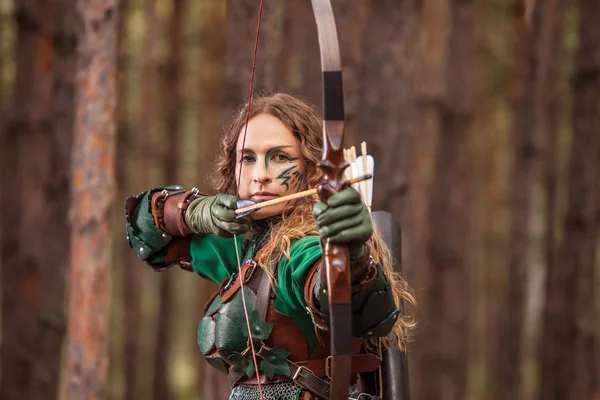 Aiming Elf woman — Stock Photo, Image