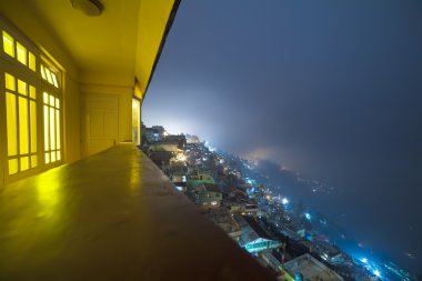 Panoramik gece Darjeeling, Batı Bengal, Hindistan.