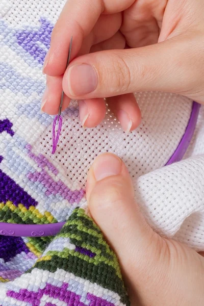 Cross-stitch, Handmade, needlework — Stock Photo, Image