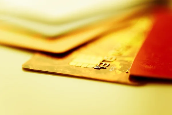 Carte di credito in colore dorato — Foto Stock