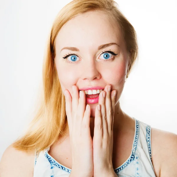 Surprised excited woman — Stock Photo, Image