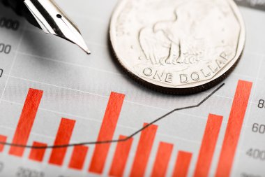 dalgalanan grafik üzerinde Amerikan madeni para