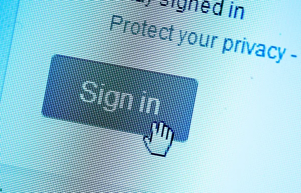 Button Sign in, computer Screen — Stock Photo, Image