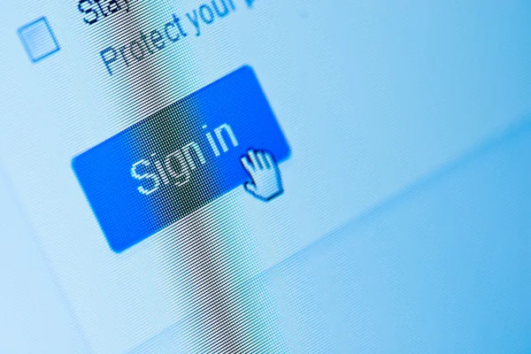Button Sign in, Computer Screen — Stock Photo, Image