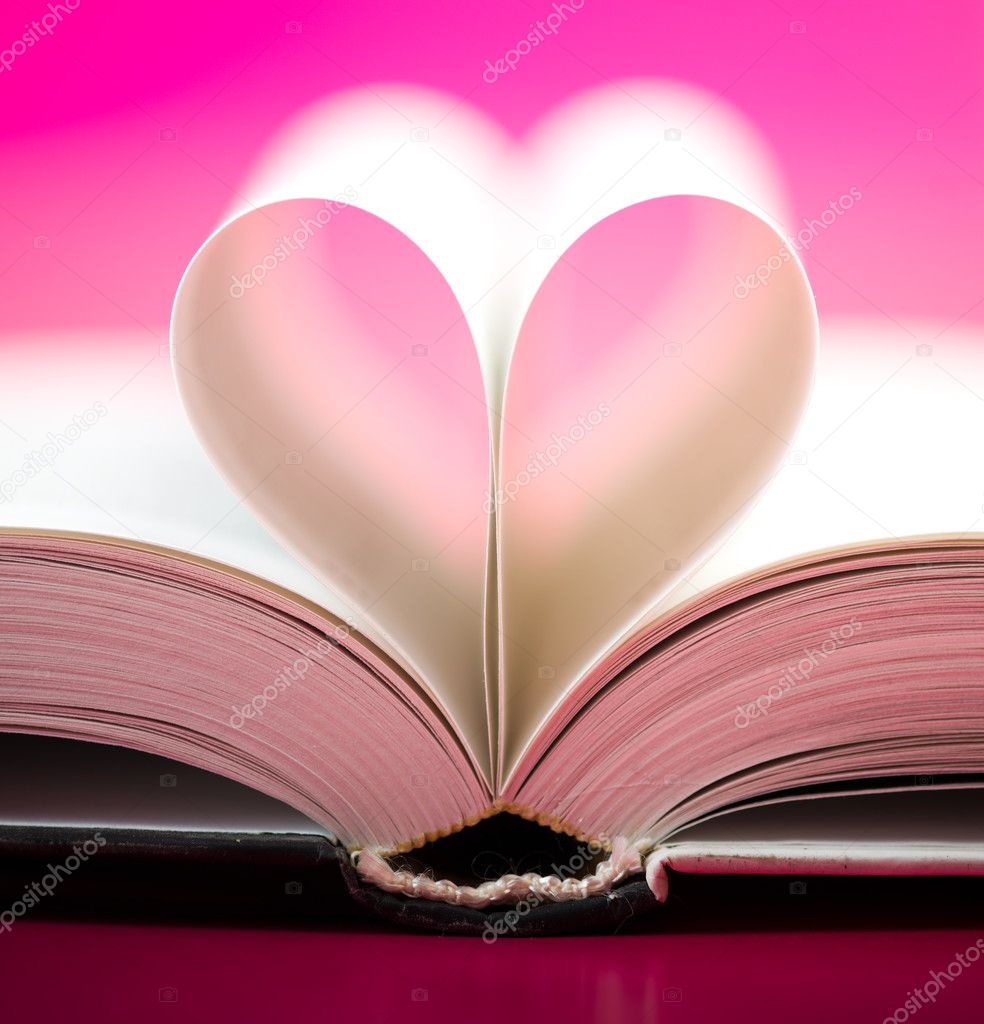 pages curved into a heart shape