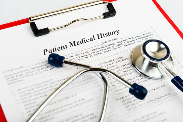 Medical history with stethoscope — Stock Photo, Image