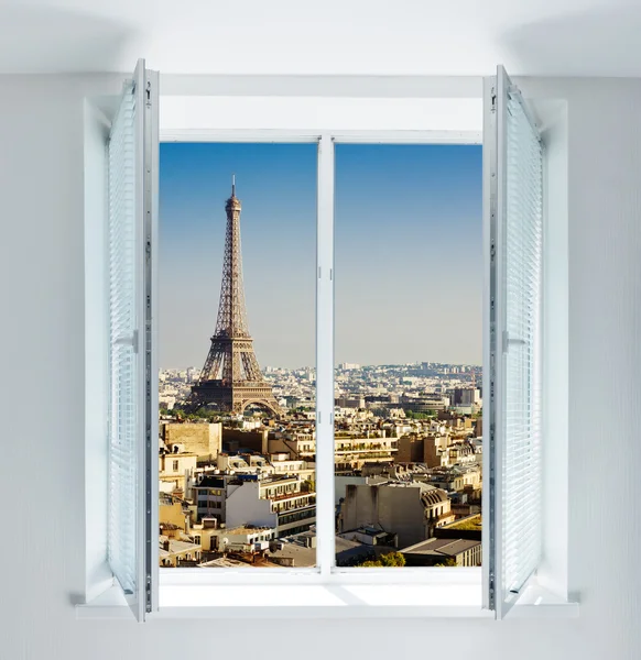 Window with Eiffel tower — Stock Photo, Image