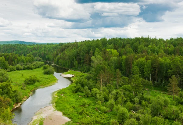 Landschaft mit Bäumen und Fluss — Stockfoto